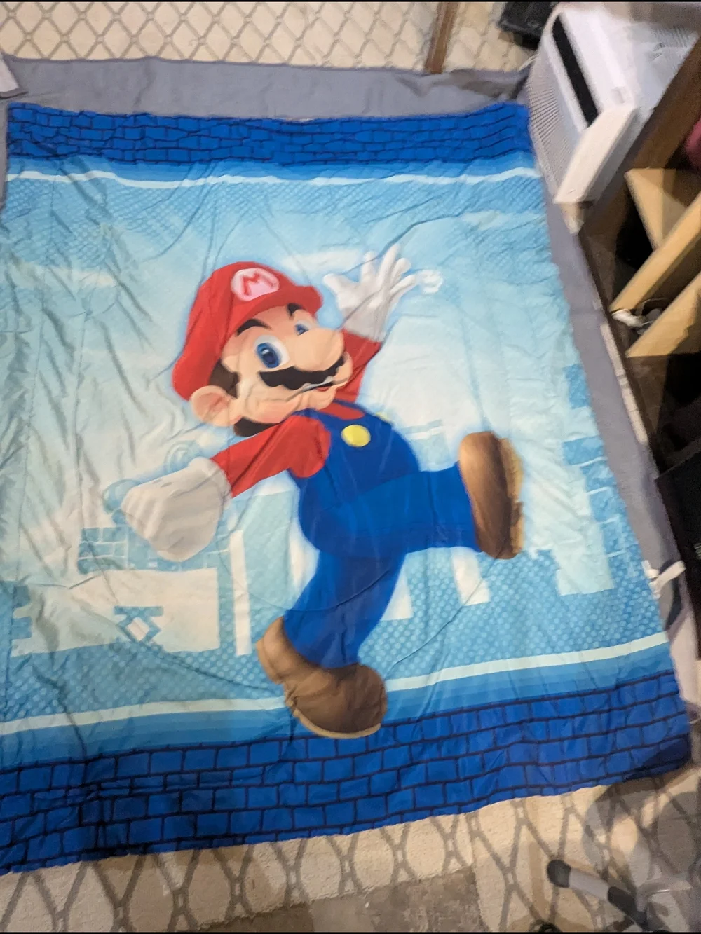 Super Mario Blue Comforter with Red Accents - Licensed Character Bedding